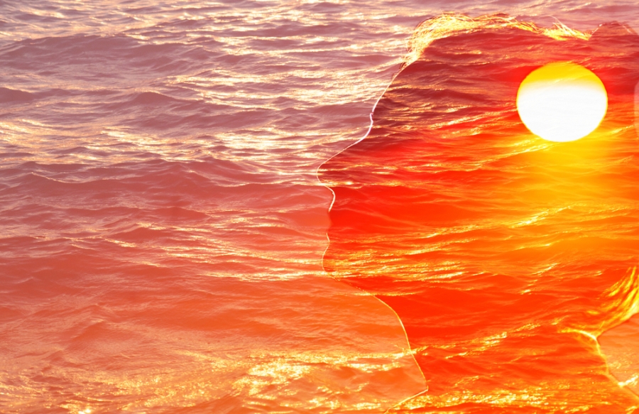 Picture of Woman superimposed on water